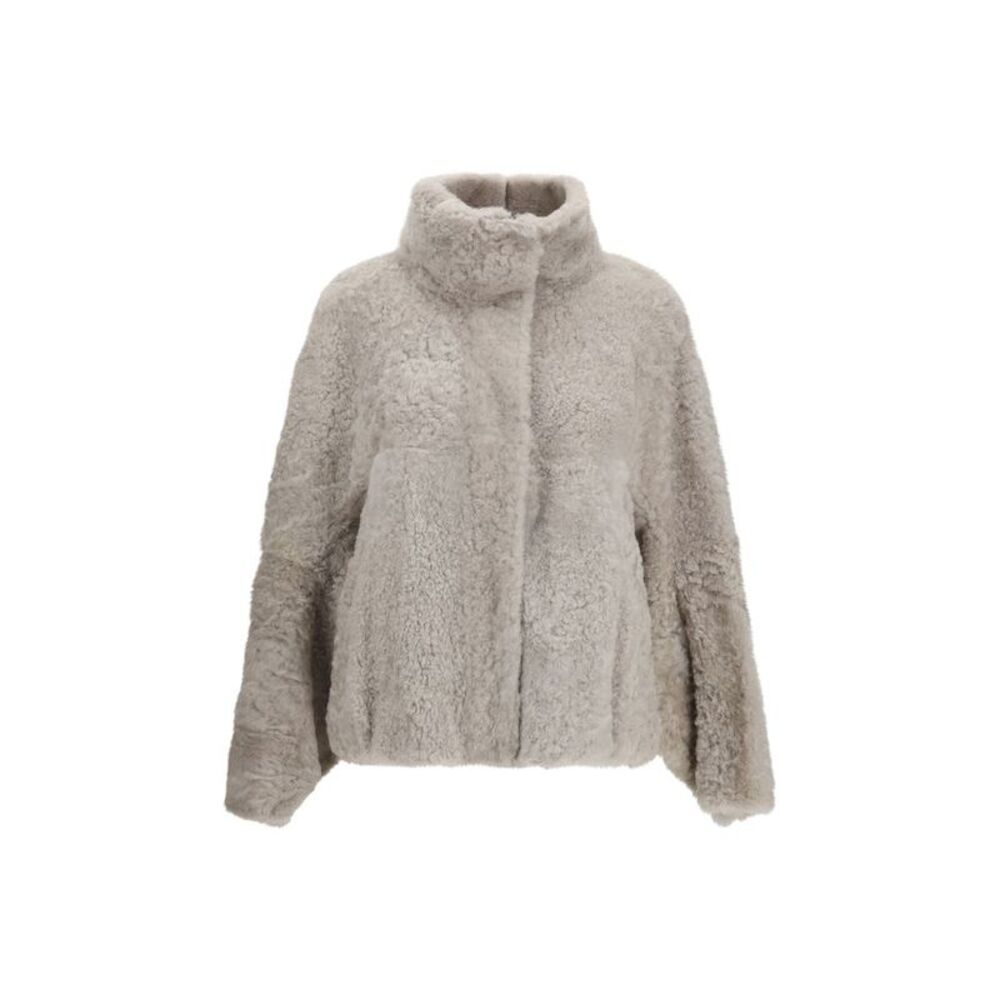Brunello Cucinelli Gray Faux Fur Full-Length Women's Jacket